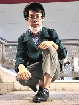 「CULLNI（クルニ）のアイテム（ジャケット/アウター、グリーン系）」を使った、ゆうきさん（メンズ・173cm）の秋コーディネート