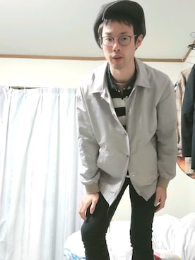 「Supreme （シュプリーム）のアイテム（トップス、ブラック系）」を使った、ゆうきさん（メンズ・173cm）の冬コーディネート