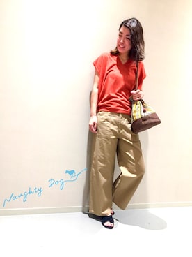 「Naughty dog（ノーティードッグ）のアイテム（ニット/セーター）」を使った、miki ayakaさん（レディース・171cm）の夏コーディネート