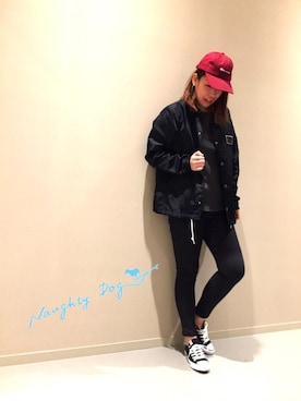 「ノーティードッグ」｜「アイテム（キャップ）」を使った、miki ayakaさん（レディース・170cm）の冬コーディネート