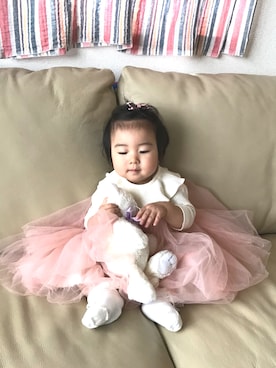 「アイテム（スカート）」を使った、なつさん（キッズ・70cm）の秋コーディネート