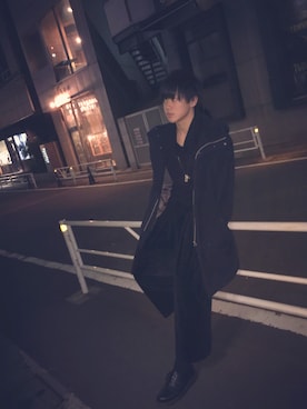 「RAGEBLUE（レイジブルー）のアイテム（ムートンコート）」を使った、長坂慶大さん（メンズ・177cm）の冬コーディネート