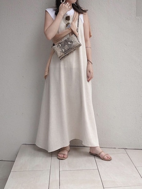 「HANES（ヘインズ）の【Hanes FOR BIOTOP】Sleeveless T-Shirts（Tシャツ/カットソー）」を使った、hanaeさん（レディース・153cm）の夏コーディネート