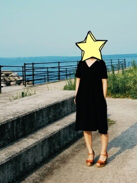 「UNIQLO（ユニクロ）のアイテム（ワンピース、ブラック系）」を使った、ひーさん（レディース）の夏コーディネート