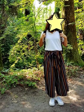 「UNIQLO（ユニクロ）のアイテム（Tシャツ/カットソー、ホワイト系）」を使った、ひーさん（レディース）の夏コーディネート