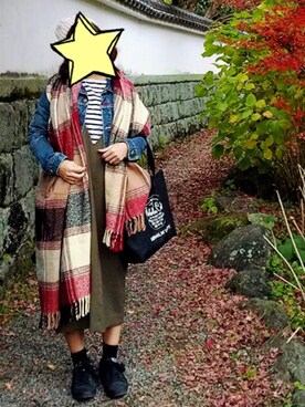 「JELLY GARCIA premium wear（ジェリーガルシアプレミアムウェア）のアイテム（デニムジャケット、ブルー系）」を使った、ひーさん（レディース）の秋コーディネート