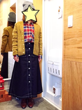 「古着のアイテム（ニット/セーター、グリーン系）」を使った、ひーさん（レディース）の冬コーディネート