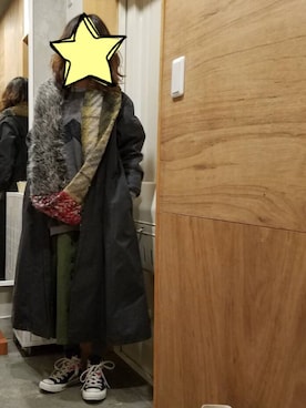 「RehersalL sandglass（リハーズオールサンドグラス）のアイテム（その他アウター、ブラック系）」を使った、ひーさん（レディース）の冬コーディネート