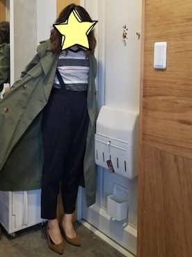 「❓のアイテム（トレンチコート、グリーン系）」を使った、ひーさん（レディース）の春コーディネート