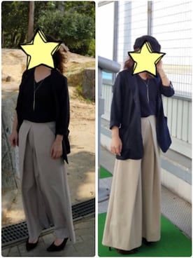 「ADAM ET ROPE'（アダムエロペ）のアイテム（テーラードジャケット、ブラック系）」を使った、ひーさん（レディース）の春コーディネート