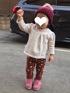 「no brand（ノーブランド）のアイテム（スウェット）」を使った、eggさん（キッズ・70cm）の冬コーディネート
