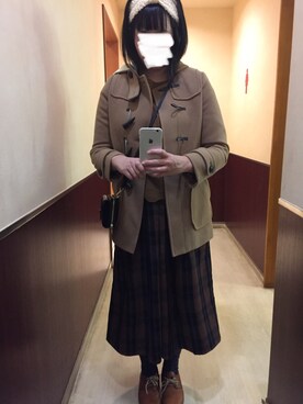 「ナチュラル」｜「アイテム（ダッフルコート）」を使った、sakiさん（レディース・158cm）の秋コーディネート