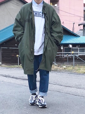 「semoh（セモー）のアイテム（パンツ）」を使った、yopさん（メンズ・171cm）の冬コーディネート