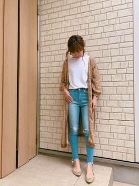「ウエストイン」｜「アイテム（その他アウター）」を使った、AI♡さん（レディース・156cm）の春コーディネート