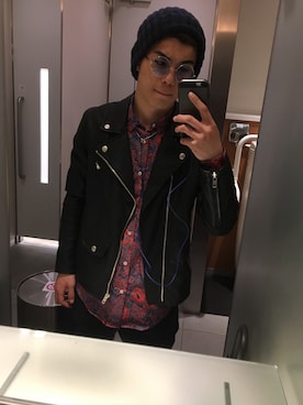 「SPINNS（スピンズ）のアイテム（ライダースジャケット）」を使った、Ryuiさん（メンズ・168cm）の春コーディネート