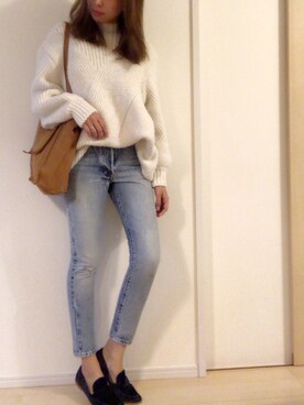 「ドラフトリーバイス」｜「アイテム（バレエシューズ）」を使った、miuさん（レディース・160cm）の冬コーディネート