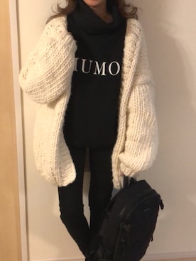 「ボリュームニット」｜「アイテム（スウェット）」を使った、miuさん（レディース・160cm）の秋コーディネート