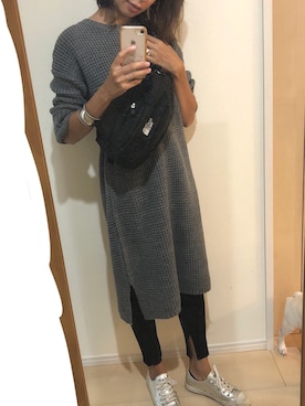 「ロングニット」｜「アイテム（ワンピース/ドレス）」を使った、miuさん（レディース・160cm）の秋コーディネート