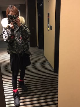「ZARA（ザラ）のアイテム（ジャケット/アウター、グリーン系）」を使った、greenさん（レディース・159cm）の冬コーディネート