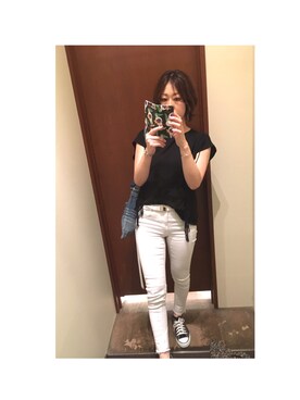 「WEGO（ウィゴー）のWEGO/ガチャベルト（ベルト、ホワイト系）」を使った、greenさん（レディース・159cm）の夏コーディネート