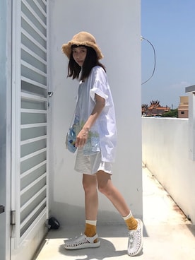 「travel」｜「アイテム（サンダル）」を使った、aimee さん（レディース・148cm）の夏コーディネート