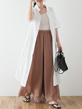 「アイテム（シャツワンピース、ホワイト系）」を使った、ナツさん（レディース・158cm）の春コーディネート