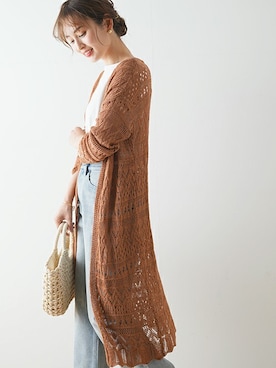 「透かし編みニット」｜ナツさん（レディース・158cm）の春コーディネート