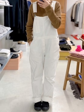 「LENO（リノ）のアイテム（サロペット/オーバーオール）」を使った、hiroさん（レディース・154cm）の秋コーディネート