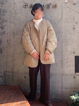 「茶色」｜「アイテム（その他アウター）」を使った、miumiuさん（レディース・163cm）の春コーディネート