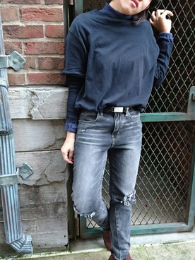 「MICOAMERI（ミコアメリ）のアイテム（トップス）」を使った、カワグチミユカさん（レディース・153cm）の冬コーディネート