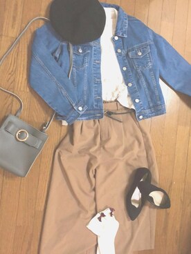 「GRL（グレイル）のアイテム（デニムジャケット）」を使った、らむさん（レディース・158cm）の春コーディネート