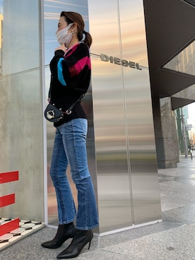 「DIESEL OSAKA」｜「アイテム（ブーツ）」を使った、かとちゃんさん（レディース・162cm）の冬コーディネート