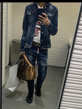 「DSQUARED2（ディースクエアード）のアイテム（デニムジャケット）」を使った、雨あめさん（メンズ・168cm）の冬コーディネート