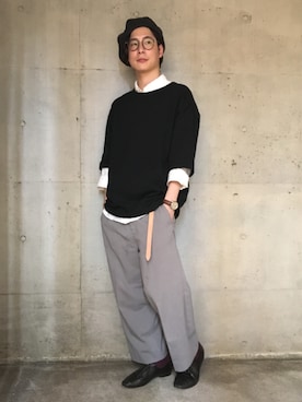 「Lui's（ルイス）のナローベルト（ベルト）」を使った、KAIさん（メンズ・176cm）の冬コーディネート