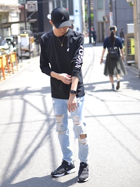 「KANGOL（カンゴール）のアイテム（キャップ）」を使った、override_officialさん（メンズ・178cm）の春コーディネート