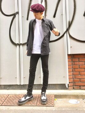 「KANGOL（カンゴール）のアイテム（キャスケット）」を使った、override_officialさん（メンズ・178cm）の夏コーディネート