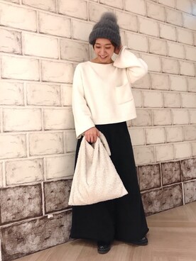 「ボリュームニット」｜「アイテム（ニットキャップ/ビーニー）」を使った、override_officialさん（レディース・155cm）の秋コーディネート