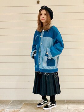 「ロンクスカート」｜「アイテム（帽子）」を使った、override_officialさん（レディース・155cm）の冬コーディネート