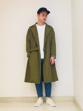 「ハンチング」｜「アイテム（キャップ）」を使った、override_officialさん（メンズ・171cm）の冬コーディネート