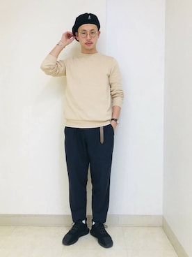 「KANGOL（カンゴール）のアイテム（キャスケット）」を使った、override_officialさん（メンズ・171cm）の冬コーディネート