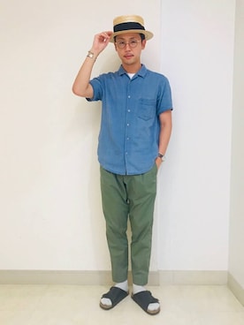 「OVERRIDE（オーバーライド）の【override】OR KANKAN / 【オーバーライド】カンカン帽（ハット）」を使った、override_officialさん（メンズ・171cm）の夏コーディネート