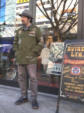 TAKASIさんの「avirex/ アヴィレックス / EMBROIDERY M-43 JACKET/ 刺繍　M-43　ジャケット」を使ったコーディネート