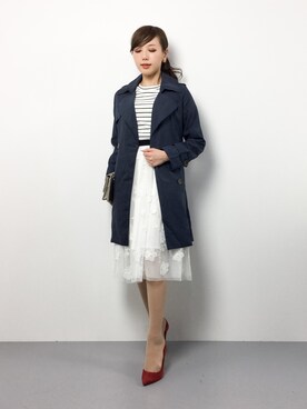 「RAY CASSIN（レイカズン）のアイテム（トレンチコート）」を使った、JULIAさん（レディース・160cm）の春コーディネート