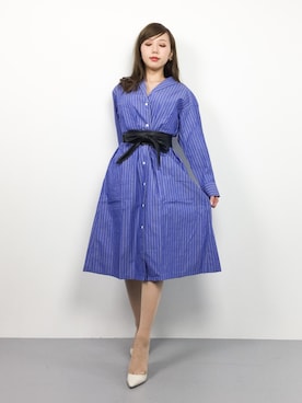 「JOURNAL STANDARD relume（ジャーナルスタンダード　レリューム）のアイテム（シャツワンピース）」を使った、JULIAさん（レディース・160cm）の春コーディネート