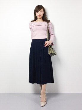 ナデシコ刺繍オフショルニットトップスを使った人気ファッションコーディネート Wear ナデシコ刺繍オフショルニットトップスを使った人気ファッションコーディネート Wear
