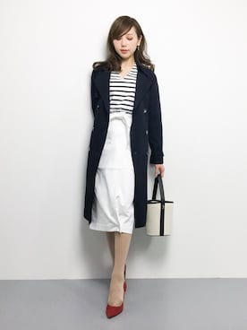 「YECCA VECCA（イェッカヴェッカ）のアイテム（ピーコート）」を使った、JULIAさん（レディース・160cm）の春コーディネート