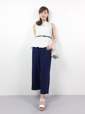 「ストライプトップス」｜JULIAさん（レディース・160cm）の春コーディネート