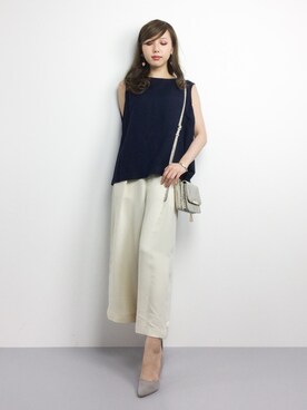 「URBAN RESEARCH DOORS WOMENS（アーバンリサーチ ドアーズ ウィメンズ）のDOORS リネンサイドタックノースリーブブラウス	（シャツ/ブラウス）」を使った、JULIAさん（レディース・160cm）の春コーディネート