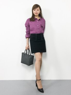 「GLOBAL WORK（グローバルワーク）のバックリボンシャツ長袖/763876（シャツ/ブラウス）」を使った、JULIAさん（レディース・160cm）の秋コーディネート