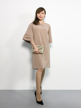 「袖ボリューム」｜「アイテム（ドレス）」を使った、JULIAさん（レディース・160cm）の秋コーディネート